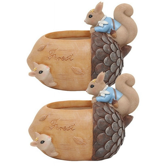 Squirrel Nut Garden Resin Flower Pot Desktop Gardening Potted Green Plant Decoration Acorns