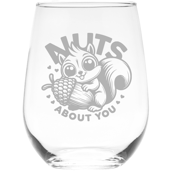 C&M Personal Gifts 17 oz Squirrel Nuts About You Stemless Wine Glass