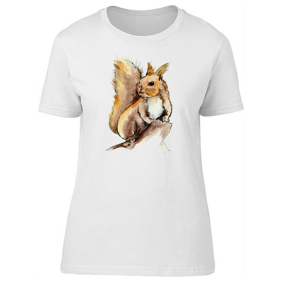 Squirrel On A Tree Watercolor T-Shirt Women -Image by Shutterstock, Female XX-Large