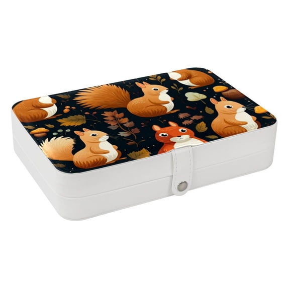 Squirrel PU Leather Display Case with Removable Compartment and Portable Design - Bracelet Holder, Necklace Organizer, Jewelry Display