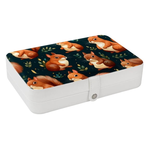 Squirrel PU Leather Necklace Holder with Removable Compartment, Portable Display Case and Decorative Box - Jewelry Organizer