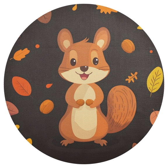 Squirrel Pattern 15.4in Diameter PVC Plate Mat, Heat-Resistant and Cuttable, Kitchen Decor
