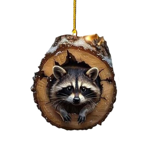 Squirrel Pattern 2D Acrylic Christmas Tree Ornament - Animal Themed Hanging Pendant for Holiday Home Decor and Keepsake Gift
