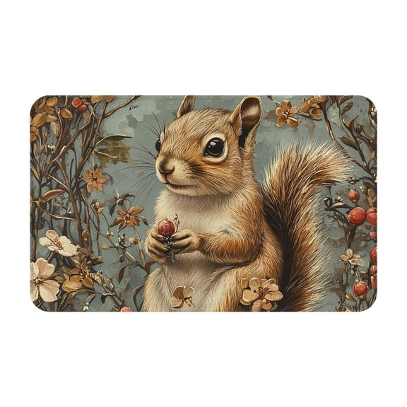Squirrel Patterns Vintage Front Door Mat Doormat Non Slip Bath Mats 20x31.5 Inch Bathroom Rug Entryway Carpet
