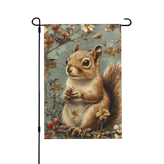 Squirrel Patterns Vintage Garden Flag Outdoor House Flags 12 X 18 Inch Banner Yard Home Decoration