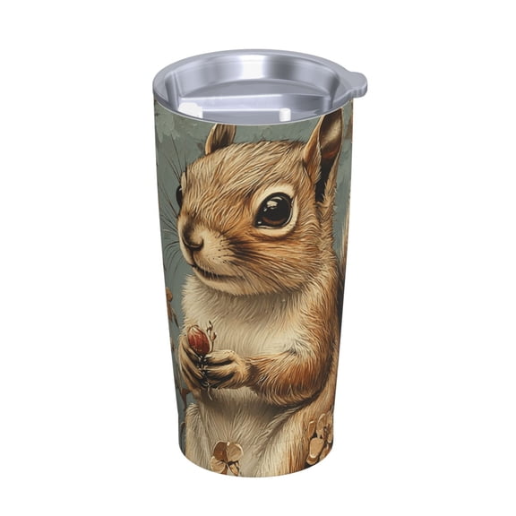 Squirrel Patterns Vintage Stainless Steel Tumbler with Lid and Straw 20oz Vacuum Insulated Travel Mug for Hot & Cold Drinks Coffee Wine Water Cup