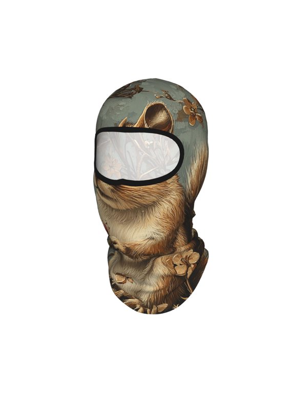 Squirrel Patterns Vintage Unisex Balaclava Ski Mask Full Face Cover for Cold Weather & UV Protection, Breathable Cooling Helmet Liner