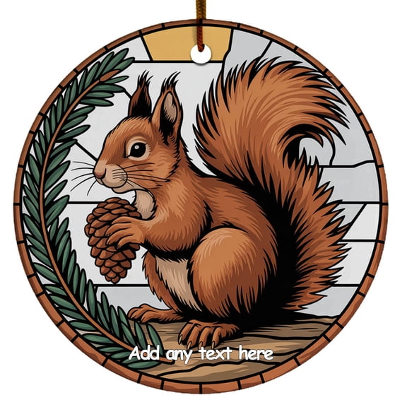 Squirrel & Pinecone Ceramic Ornament Personalized Ornament Gift for Family, Friends, Boy & Girl, Christmas 2025 Tree Keepsake
