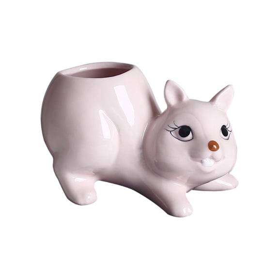Squirrel Plant Container Flowerpot Garden Container Ceramic Fleshy Plant Planter Holder for Home Office Desk Ornament