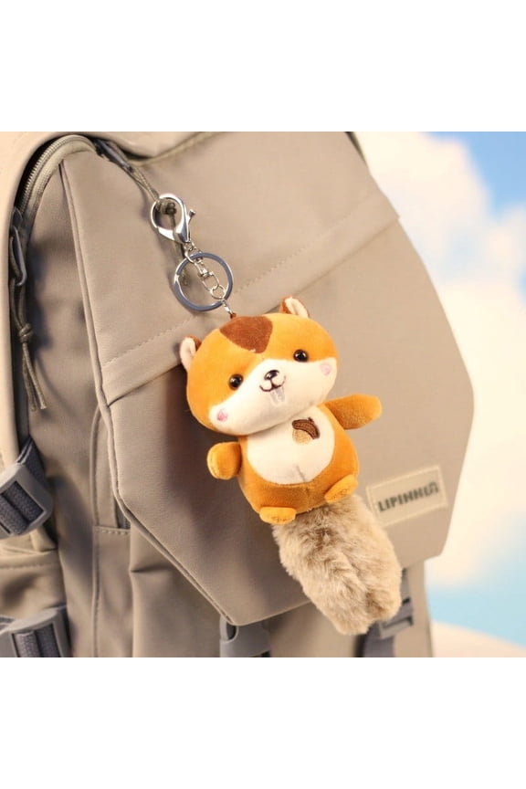 Squirrel Plush Keychain under $5! CQCYD Squirrel Plush Keychain, Cute Animal Backpack Charm and Bag Accessory, Soft Stuffed Toy Pendant for Kids Gift