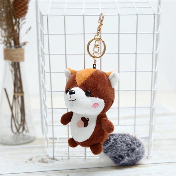 Squirrel Plush Keychain under $5! CQCYD Squirrel Plush Keychain, Cute Animal Backpack Charm and Bag Accessory, Soft Stuffed Toy Pendant for Kids Gift