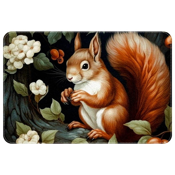 Squirrel Polyester Chair Rug Mat, Non-Slip and Machine Washable Area Rugs
