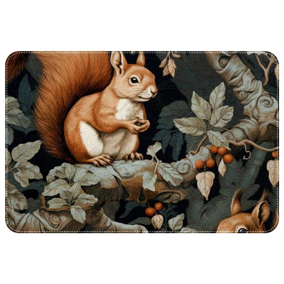 Squirrel Polyester Non-Slip Chair Mat Rug Outdoor Carpet Door Mat Machine Washable