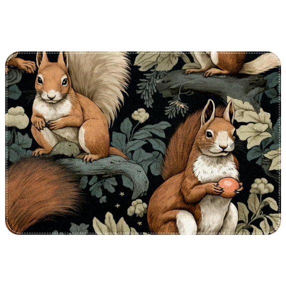 Squirrel Polyester Non-Slip Machine Washable Bath Rug Door Carpet Chair Rug