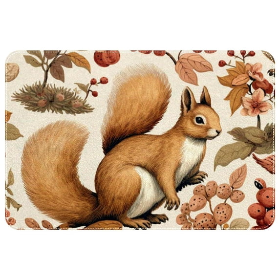 Squirrel Polyester Non-Slip Machine Washable Office Mat - Door Mat Chair Rugs Door Mats
