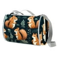 thumbnail image 1 of Squirrel Portable Canvas Picnic Blanket Waterproof Backing for Outdoor Travel - Foldable and Compact Mat for Camping and Beach - Blue Stripe Pattern - Easy to Clean and Durable Materials, 1 of 6