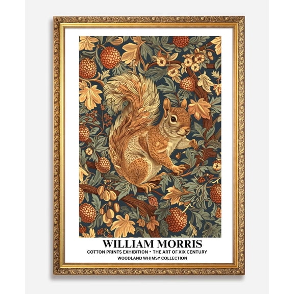 Squirrel Print, Fall Wall Decor, Nature Wall Art, Vintage Fall Prints, William Morris, Exhibition Poster, Squirrel Lover Gifts For Her