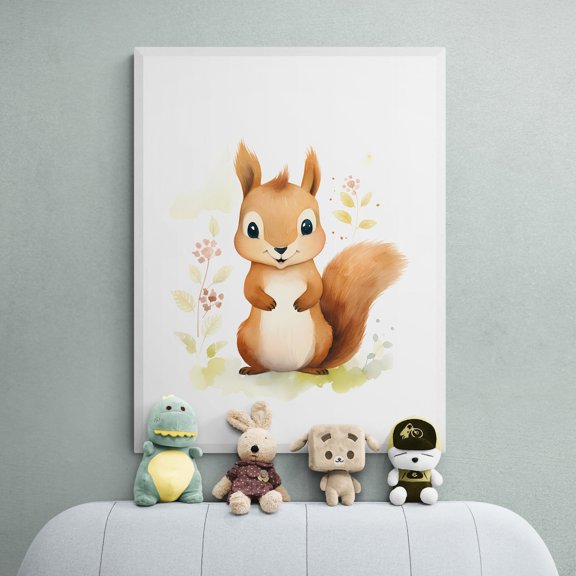 Squirrel Print, Woodland Nursery Art, Unframed Paper Poster 8x10in