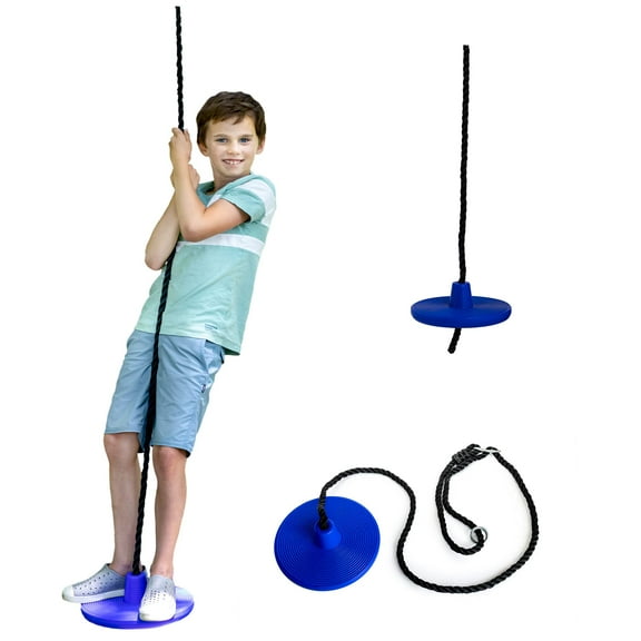 Squirrel Products Heavy Duty Plastic Tree Swing - Disc Rope Swing with Leg Protectors - Additions & Replacements - Outdoor Play Equipment - Blue