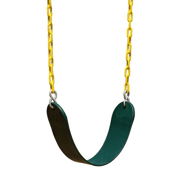 Squirrel Products Heavy Duty Strap Swing Seat - Playground Swing Seat Replacement and Carabiners for Easy Install - Green