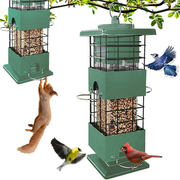 Squirrel Proof Bird Feeder,2.5LBS Metal Bird Feeders for Outdoors Hanging,Wild Birdseed Feeders for Finch Cardinal Blue Jay Outside (Green)