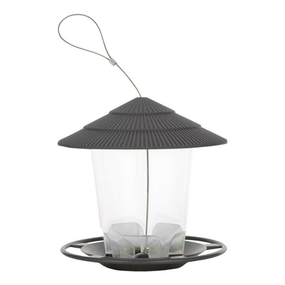 Squirrel Proof Bird Feeder for Outdoors-Easy Clean & Fill,Transparent Design with Sturdy Wire & Roof,Rainproof Hanging Feeder for Backyard,Garden,Terrace,and Yard Decor