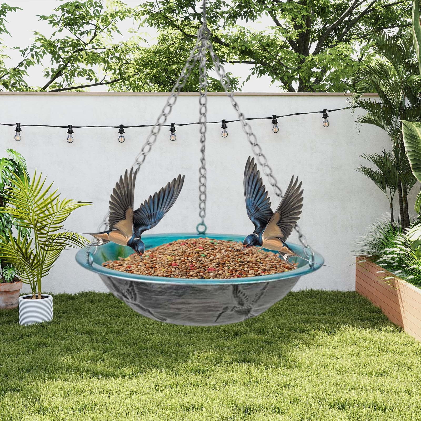 Squirrel Proof Bird Feeders Metal Wrought Iron Feeder Outdoor Multifunctional Garden Hanging Hummingbirds Feeder For Garden Yard Patio Lawns Decor