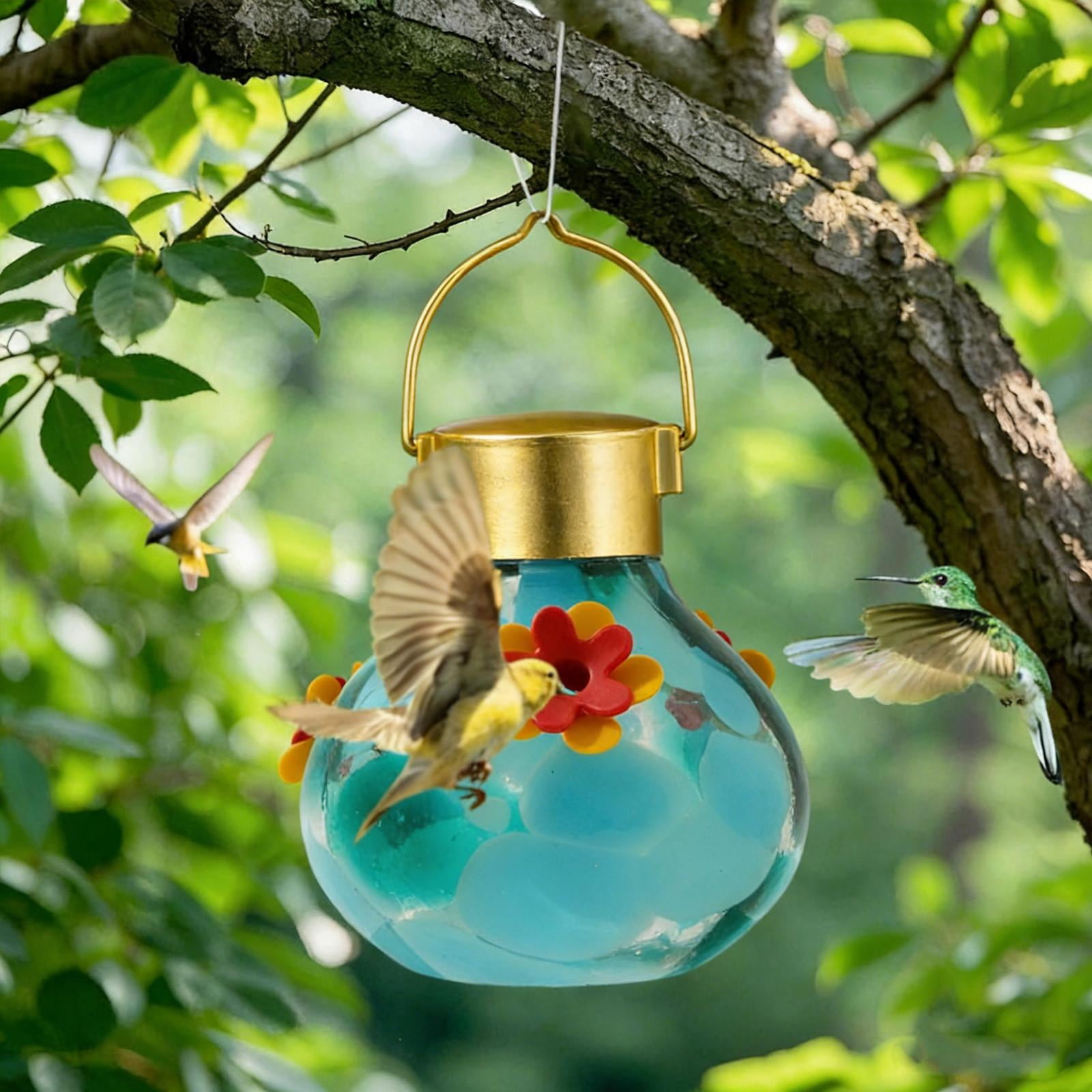 Squirrel Proof Bird Feeders Solar Lighted Hummingbirds Feeder Automatic Unit Patio Hanging Outdoor Decoration Bird Feeder Birdhouses Squirrel Proof