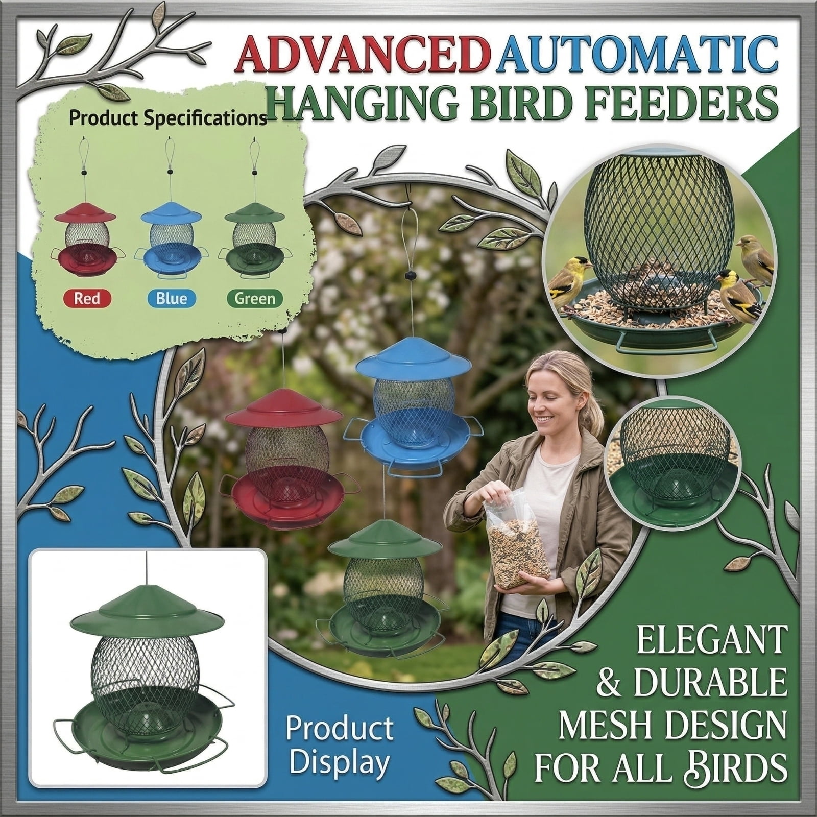 Squirrel Proof Bird Feeders for Outdoors, Large Capacity, Heavy Duty