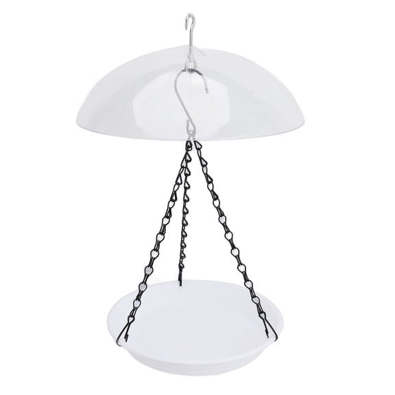 Squirrel-Proof Hanging Bird Bath with Lid - Rust- Metal & Plastic Outdoor Feeder Plate for Garden, Patio, Tree Branch - No Tools Required Rain Cover Outdoor Garden Patio
