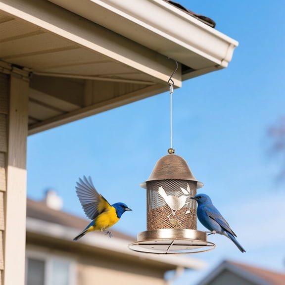 Squirrel Proof Metal Bird Feeder Hanging Nectar Feeder For Hummingbirds Outdoor Garden Backyard Iron Bird Feeder Critter Proof Bird Watching