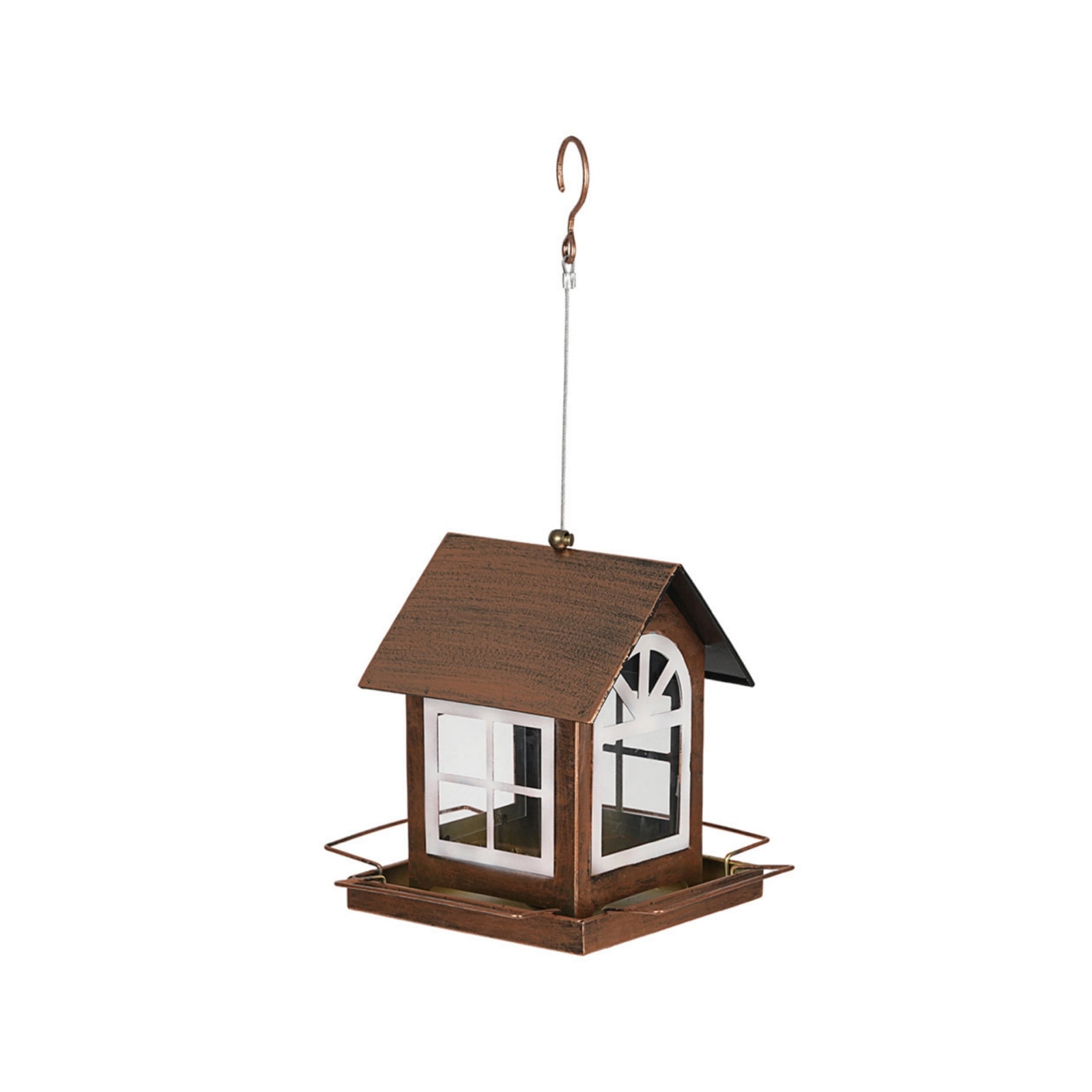 Squirrel Proof Metal Bird Feeder, Outdoor Sturdy Hanging Feeder, Adjustable Seed Garden Birdhouse, Patio Large Capacity Feeder, 18.66x8.86x7.09 Inches