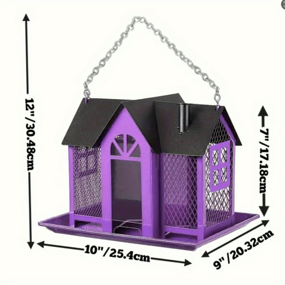 Squirrel-Proof Triple Feeder Bird Feeder - Large Capacity Metal Mesh Outdoor Hanging Wild Bird Feeder for Finch, Cardinal, Chickadee - Weatherproof Durable White Design with Decorative House Shape