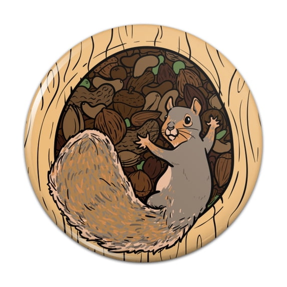 Squirrel Protecting His Nuts Pinback Button Pin