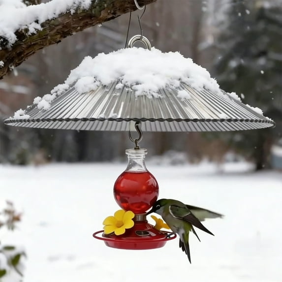 Squirrel & Rain Guard for Hanging Bird Feeder,Clear Plastic Protective Dome Cover with Metal Hook,Weatherproof for Autumn Winter,Keeps Seed Dry, Fits Most Tube & Hopper Feeders, Outdoor Garden Decor