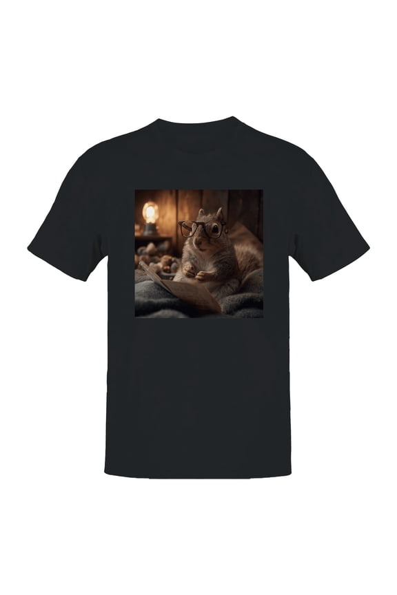 Squirrel Reading by Lamp Light Men's T-shirt