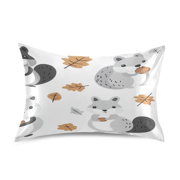 Squirrel Satin Pillowcase 20''x26'' Double-Sided Print Soft Wrinkle Resistant