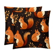 Squirrel Set of 2 Velvet Throw Pillow Covers Inserts for Bed Pillow, Decorative Pillows - 16x16 18x18 20x20 Inches with Unique Patterns for Various Occasions