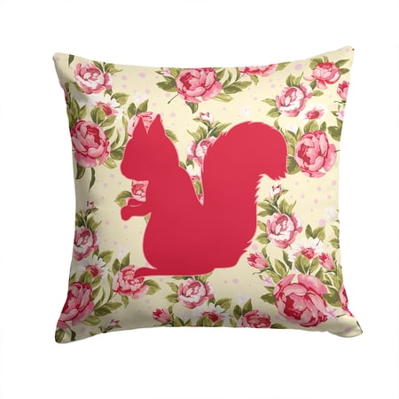 Squirrel Shabby Chic Yellow Roses Fabric Decorative Pillow