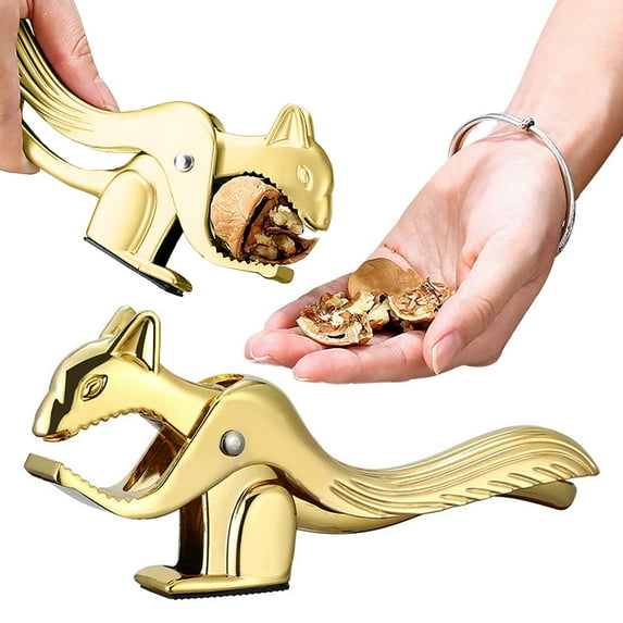 Squirrel-Shaped Zinc Alloy Nut Cracker - Durable Walnut Clip & Sheller for All Nuts, Non- Ergonomic Nutcracker Tool with Wear-Resistant Design, Fun & Functional Kitchen Gadget