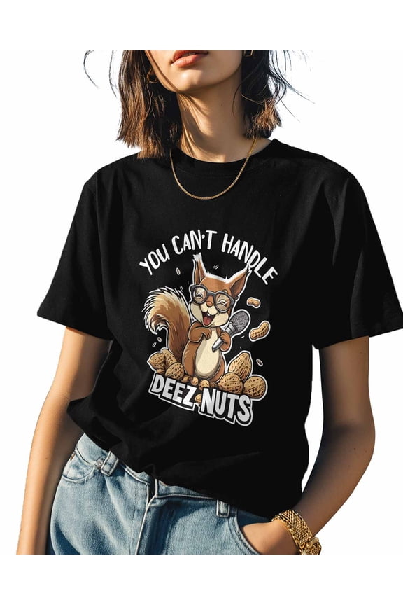 Squirrel Singing Womens Tshirt Graphic Tees Cotton Crew Neck T-Shirts, Casual Short Sleeve Shirts for Women Teen Girl Cute Animal