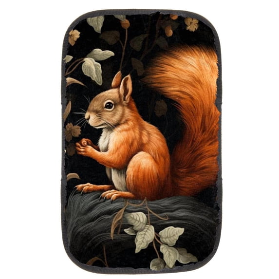 Squirrel Soft Comfortable Furry Printed Car Armrest Cover Accessory - 12.5x8.2 Inch