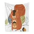 thumbnail image 1 of Squirrel Soft Flannel Fleece Blanket, Scandinavian Style Illustration of a Woodland with Trees Animal Holding an Acorn, Cozy Plush for Indoor and Outdoor Use, 50" x 70", Multicolor, by Ambesonne, 1 of 5