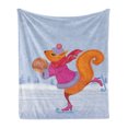 thumbnail image 1 of Squirrel Soft Flannel Fleece Throw Blanket, Fashionably Dressed Squirrel Skating with Hazelnut in Her Paws Snowy Winter, Cozy Plush for Indoor and Outdoor Use, 70" x 90", Multicolor, by Ambesonne, 1 of 5