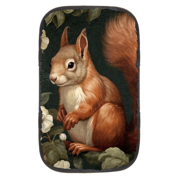Squirrel Soft and Comfortable 12.5x8.2 Inch Furry Printed Armrest Accessory Cover for Car