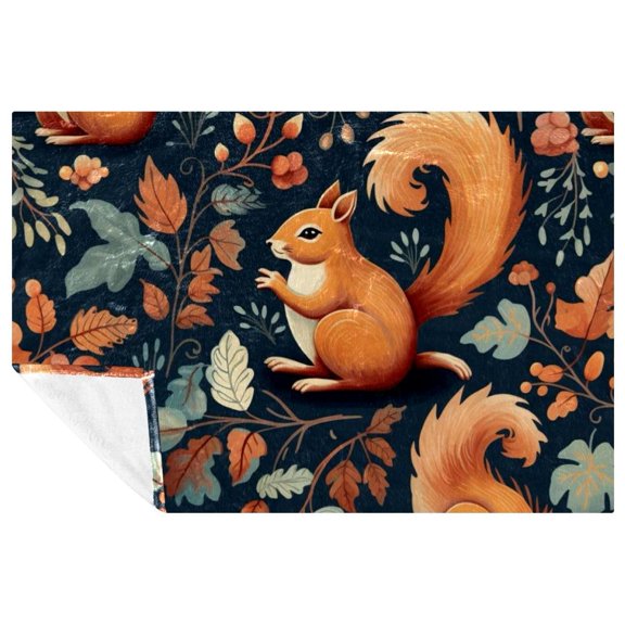 Squirrel Soft and Warm Microfiber Throw Blanket: Printed Lightweight Blanket for Sofa, Bed, Couch, Office, Camping - Custom Throw Blanket