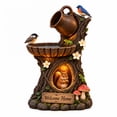 Squirrel Solar Bird Bath Fountain Decoration, Resin Tree Stump Water ...