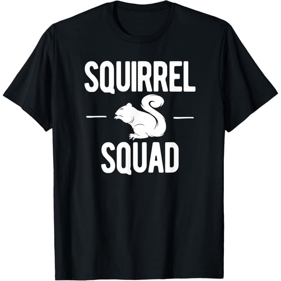 Squirrel Squad Funny T-Shirt men and women can wear, black, white, gifts