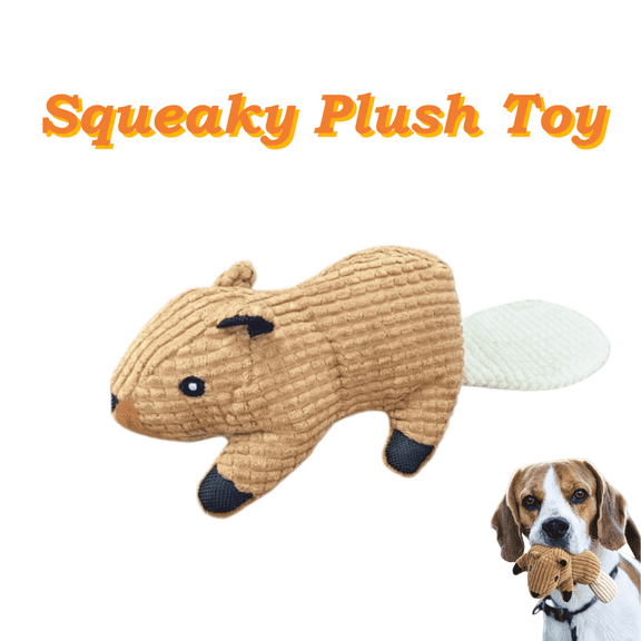 Squirrel Squeaky Plush Dog Toy, Soft Stuffed Teeth Cleaning Chew Toy, Interactive Play Pet Molar Toy for Puppy Dogs