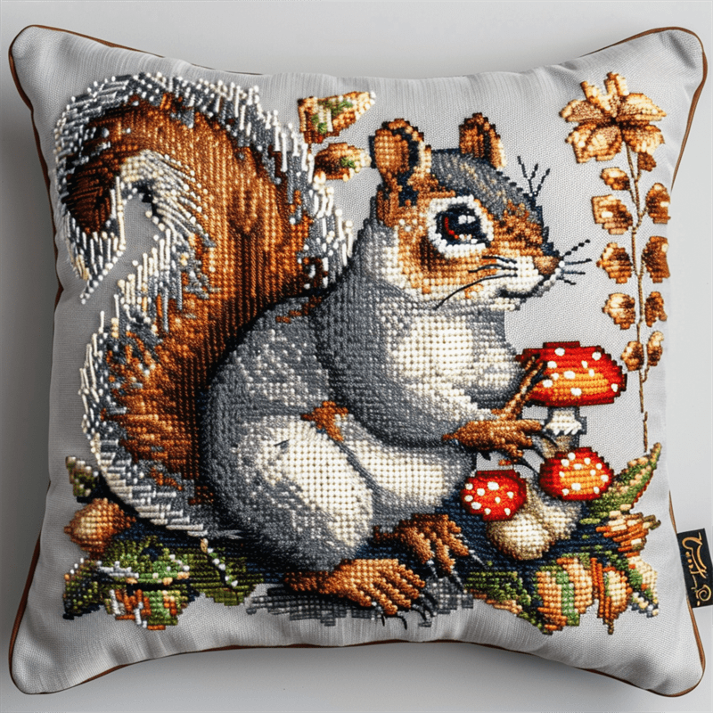 Squirrel Stamped Cross Stitch Pillow Case Kits 11 Count Cross Stitch Kits For Beginners 45X45cm Handmade Embroidery Kit Needlepoint Home Decor for Sofa